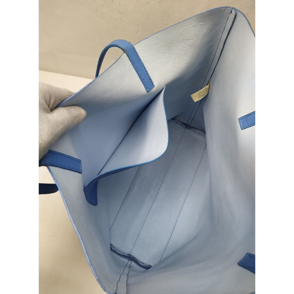 Kate Spade Blue Pebbled Leather Bow Double Handle Large Tote - Picture 10 of 16